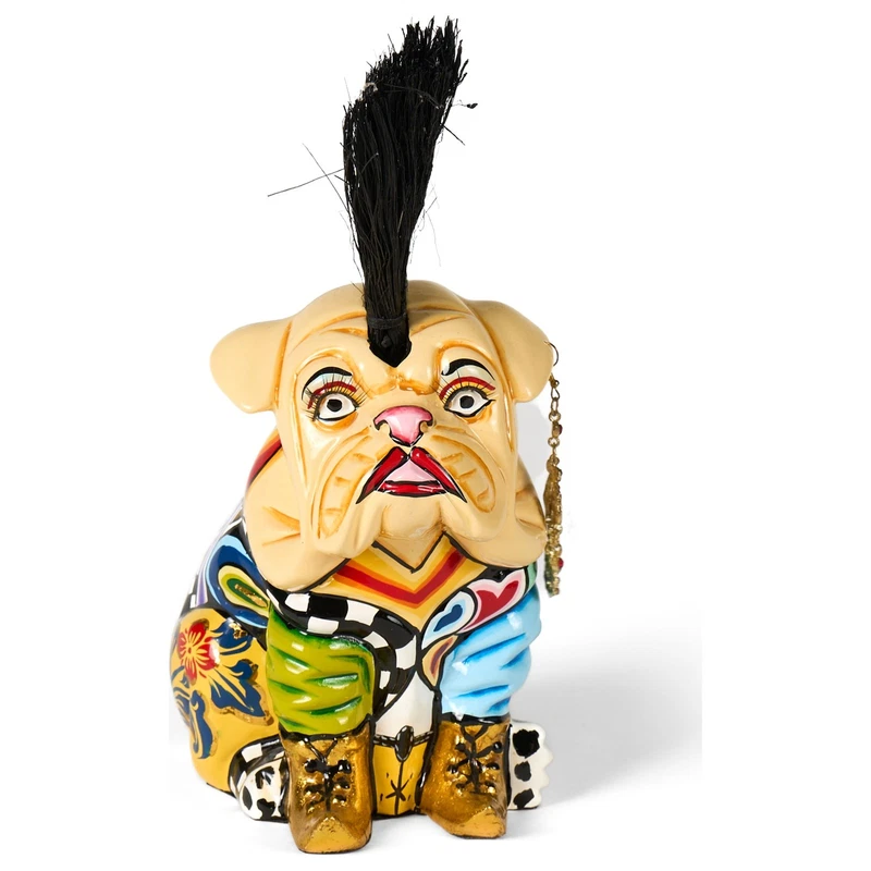CARLINO Cane Statua Scultura Tom's Drag 4032 Carl S 28 cm Pop Art Cresta Punk