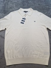 Crew Clothing SS Button Polo Knit Size Small Ecru RRP £49.00 New With Tags