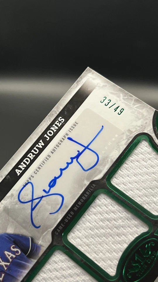 2025 Topps Tier One Andruw Jones Triple Patch Auto /49 Rangers #AT1R-AJ - Image 3 of 3