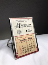 Vintage 1964 Folding Advertising Mirror Calendar ~ 1st National Medford, OK