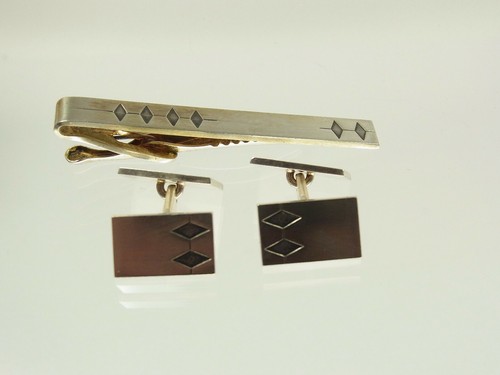 Kupittaan Kulta Designer Manschettenknöpfe & Krawattenklammer 925 Silber Finland - 第 1/12 張圖片