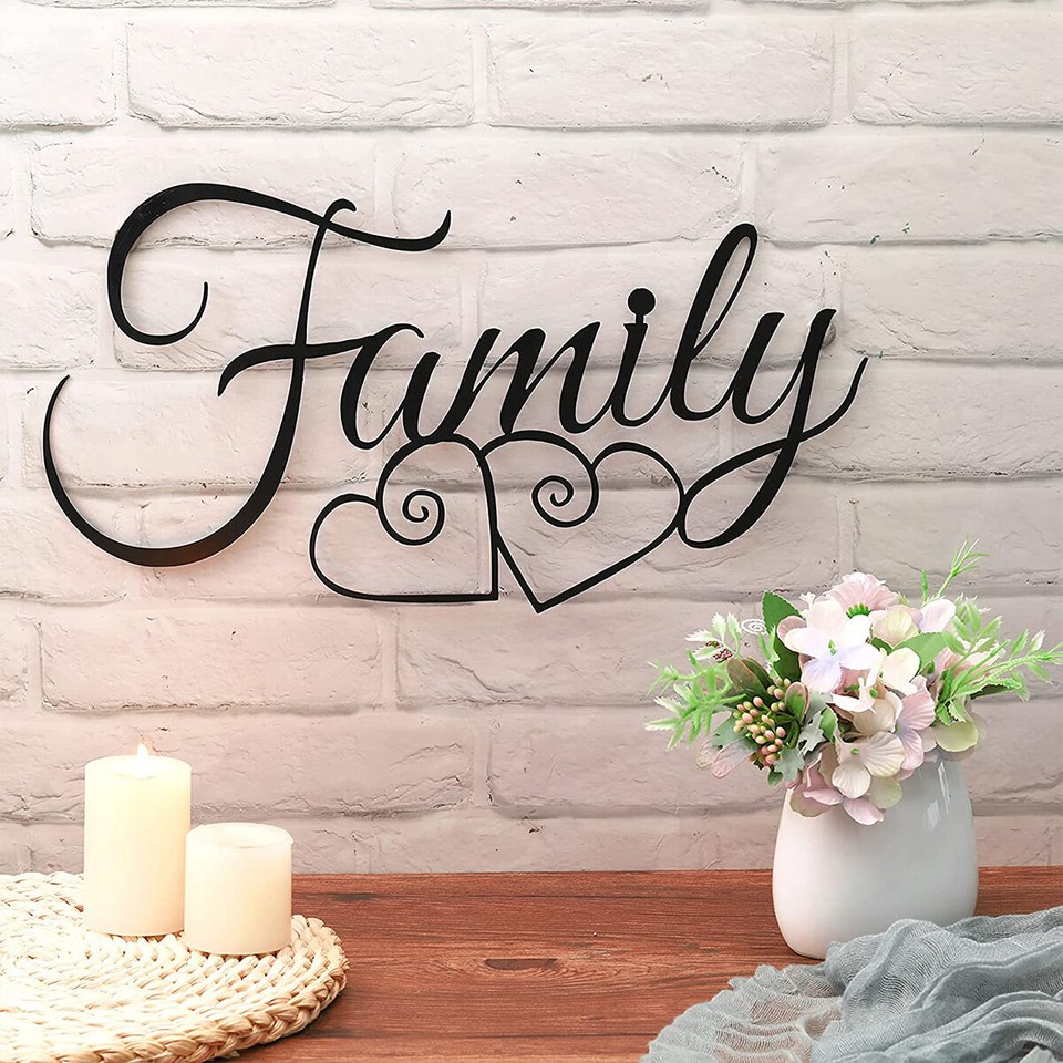 Family Wall Sign Metal Family Wall Decor Black Family Word Wall·Art∠ eBay