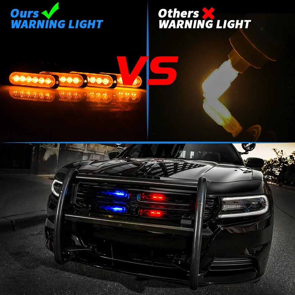 4 in 1 Warning Hazard Emergency Amber Grille Strobe Flash Grill Led Light - Image 3 of 4