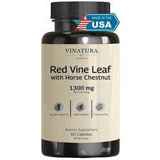 Red Vine Leaf Extract - Horse Chestnut, 1300mg/serving *USA Made and Tested* ...