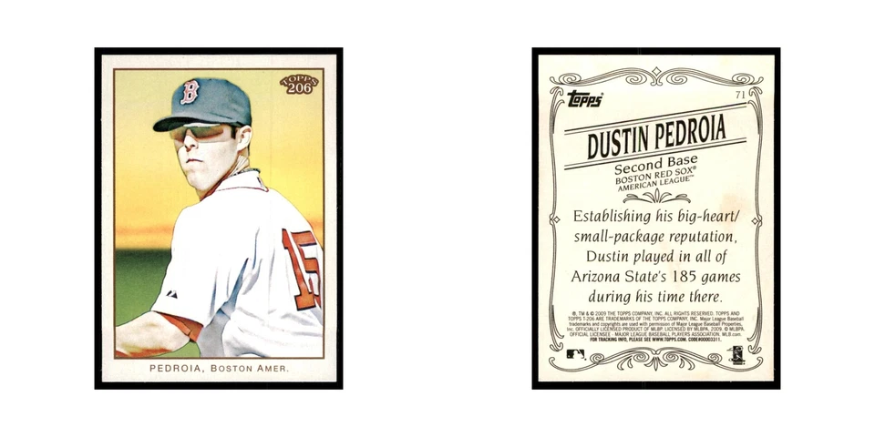 2009 Topps 206 Dustin Pedroia Baseball Cards #71 - Image 3 of 3
