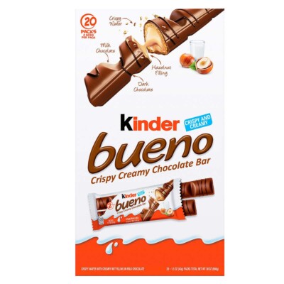 Kinder Bueno Crispy Creamy Chocolate Bar, 1.5 oz, 20 Count