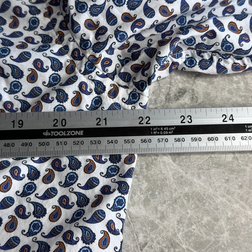 HAWES & CURTIS Shirt Mens MEDIUM Long Sleeve White Paisley Print - Picture 10 of 12