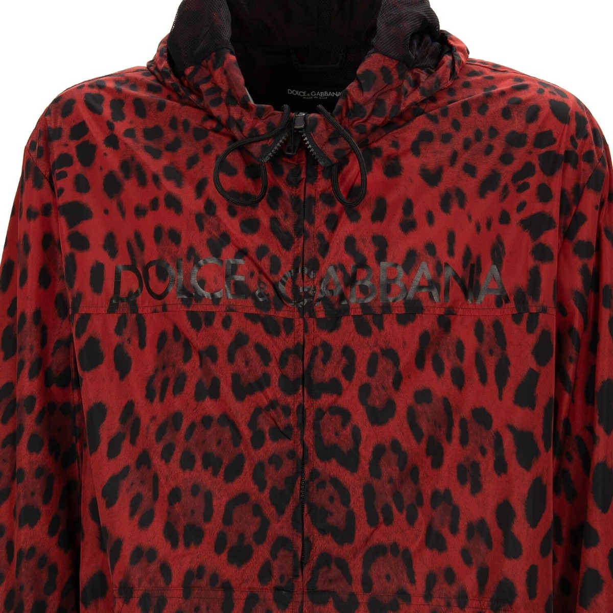 DOLCE & GABBANA Leopard DG Logo Nylon Bomber Hoody Jacket