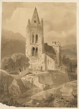 GODEFROY FELIX INK DRAWING AND WASH 19TH CENTURY HAND SIGNED INK DRAWING