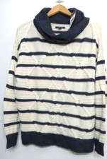 NWT Chaps Sweater Womens Large Blue Cream Striped Cowl Neck Oversized Tunic Top