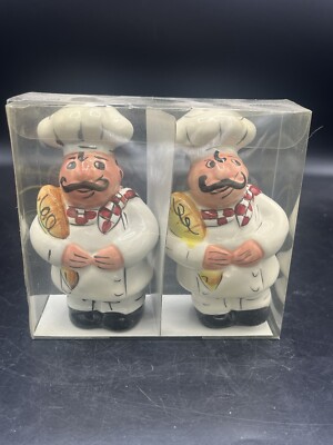Ceramic Chef French Bread Bakers Set of 2 Salt & Pepper Shakers