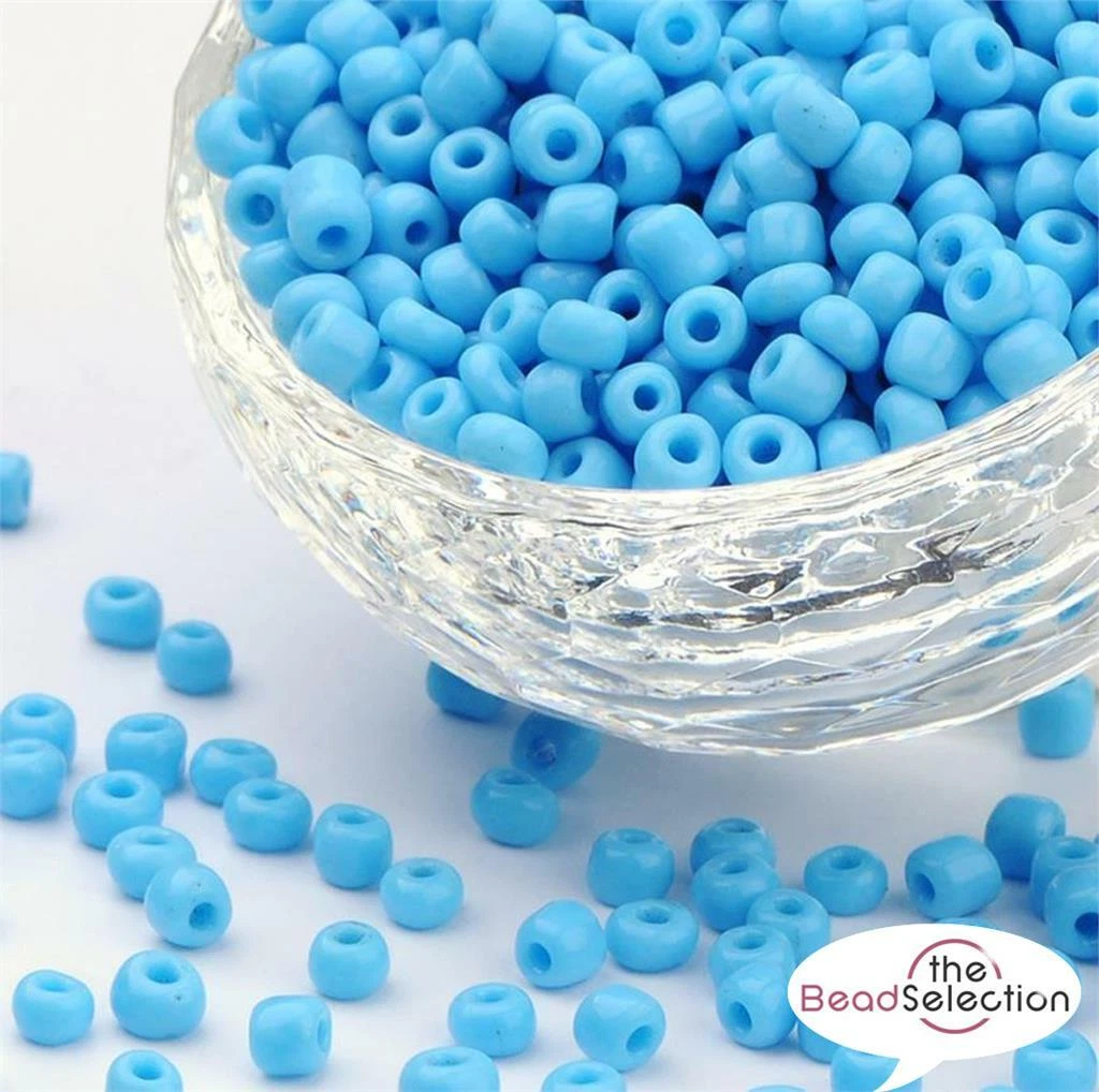 100g OPAQUE SEED BEADS GLASS BABY BLUE 11 0 2mm 8 0 3mm 6 0 4mm
