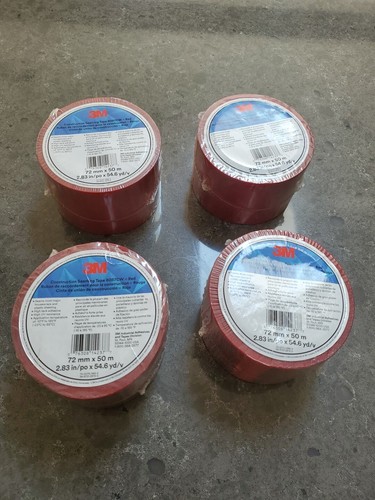 Lot Of 4 3M Construction Seaming Tape 8087CW, Red, 72 mm x 50 m, Sheathing Tape