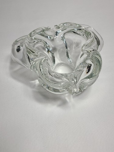 Blown Art Glass Ashtray Sculpture Trinket Dish Candy Bowl Clear - Picture 4 of 24