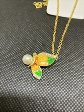 Brightly Colored Butterfly Pendant With Faux Pearl Fashion See Description 1101