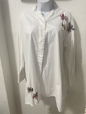 SPLASH 20 White blouse decorated   stones, 3/4 sleeves cotton Size 2XL#13