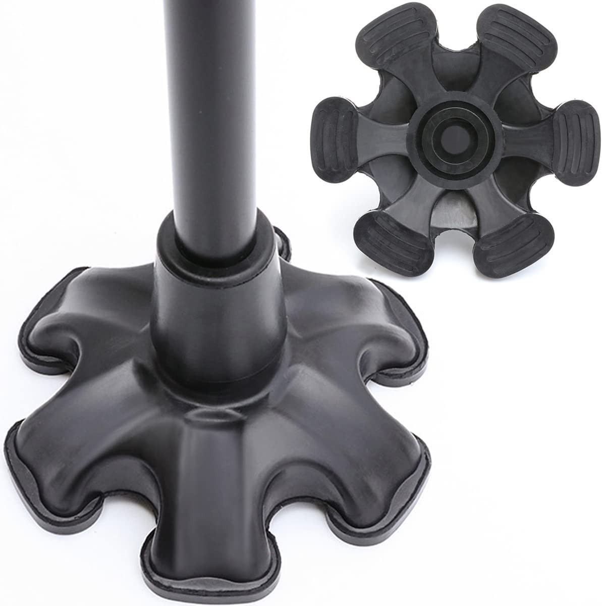 Punta de bastón con 6 pies de goma de apoyo para bastones de marcha