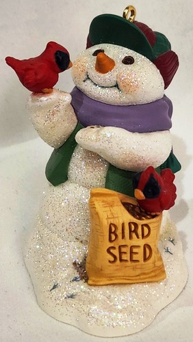 Hallmark SNOW BUDDIES Christmas Ornament snowman cardinal bird seed #3 in series - Picture 2 of 10
