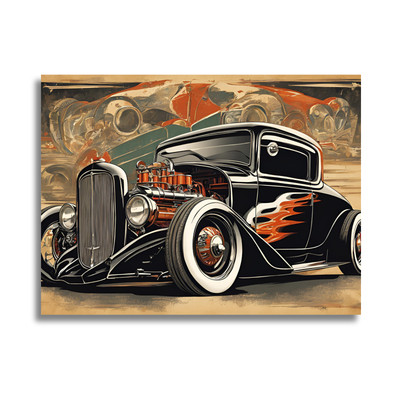 Leinwandbild - Auto - Ambient Design - Man Cave Wandbild - Interieur Dekor