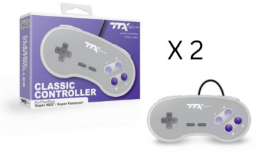 2 New TTX Tech Super Nintendo SNES System Console Wired Controller