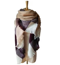 Women Long Blanket Oversized Tartan Scarf Wrap Shawl Plaid Cozy Checked Pashmina