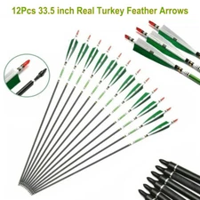 12Pcs 33inch Carbon Hunting Arrows Archery Target Arrows with 5" Turkey Feathers