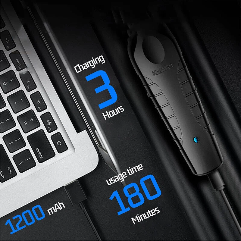 Cortapelos sin cable 1-3 mm cortadora eléctrica profesional para hombre Foto 4 de 4