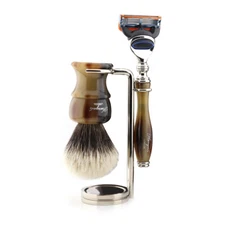 Classic Wet Shaving Set Pure Synthetic Brush & 5 Edge Razor Men's Grooming Kit