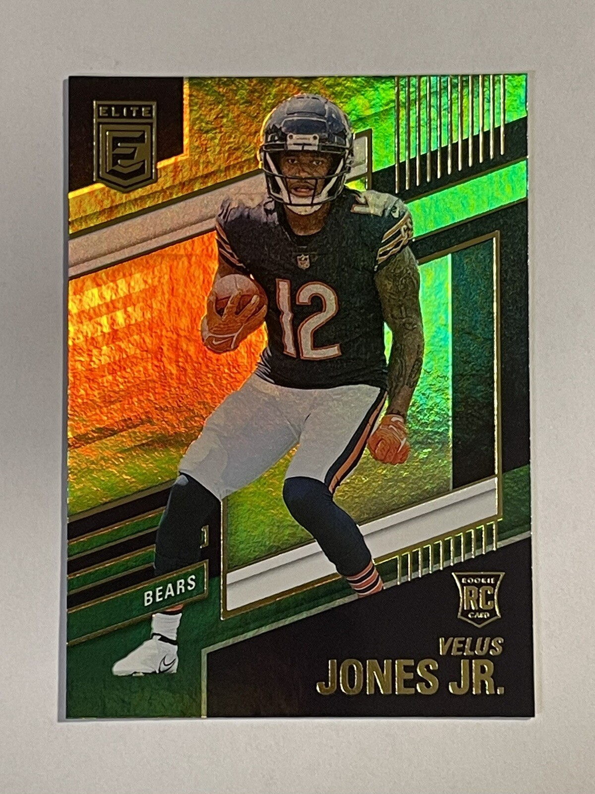 2022 Donruss Elite Velus Jones Jr Rookie RC Green Parallel SP #157 Chicago Bears