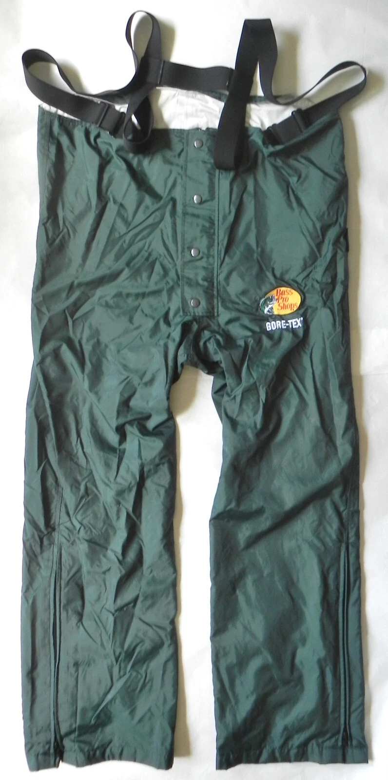 Bass Pro Shops Gore-Tex Pants + Suspenders, Men's L Tall, Dark Green Nylon Lined