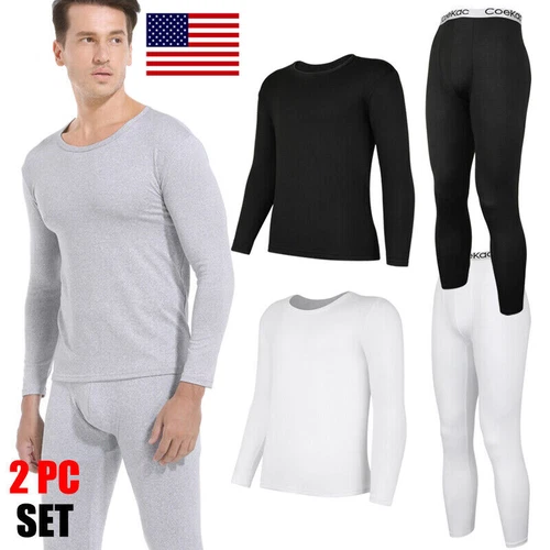 Herren Thermo Long Johns Warme Unterwäsche Top + Hose 2-teiliges Set Basisschicht - Bild 1 von 32