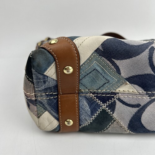 Y2K RARE Coach Denim Blue Patchwork Carly Signature Medium Hobo Handbag Purse - Picture 6 of 19
