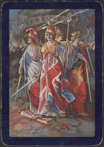 Playing Cards Single Card Old Antique Wide * WW1 BRITANNIA * Military War Art