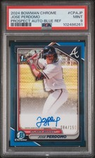 2024 BOWMAN CHROME PRSPCT AUTOS BLUE REFRACTOR #CPAJP JOSE PERDOMO 84/150 PSA 9