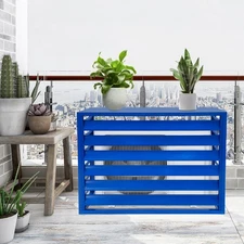 Blue Rectangular Air Conditioner Fence for Outdoor Unit with Privacy Design
