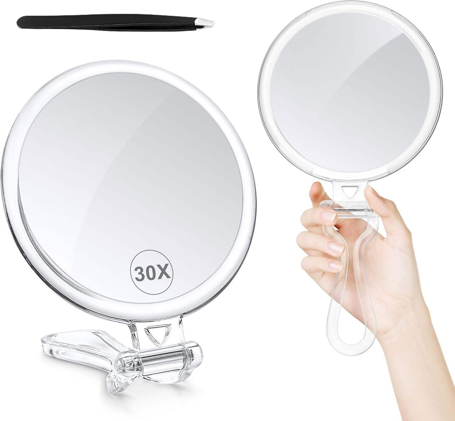 MIYADIVA Magnifying Mirror, 30X Magnifying Mirror with Handle, Travel Makeup wit