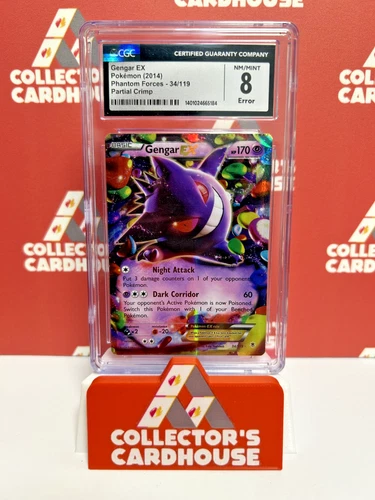 Gengar Ex | 34/119 | CGC 8 | XY Phantom Forces Partial Crimp Error | G20