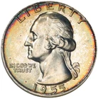 1955 Toned Washington Quarter Proof NGC PF 67 CAMEO See Video Rainbow Toning 25C