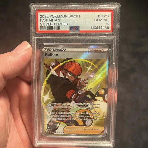 PSA 10 Raihan #TG27 Holo Foil Silver Tempest Pokemon Card Full Art GEM MINT 2022