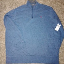 NWT Polo Ralph Lauren Men's 2XL Blue Quarter Zip Mock Neck Sweater Pullover