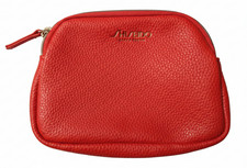 Shiseido Ginza Tokyo Red Pebbled Cosmetic Makeup Pouch Zipper Bag Travel Case