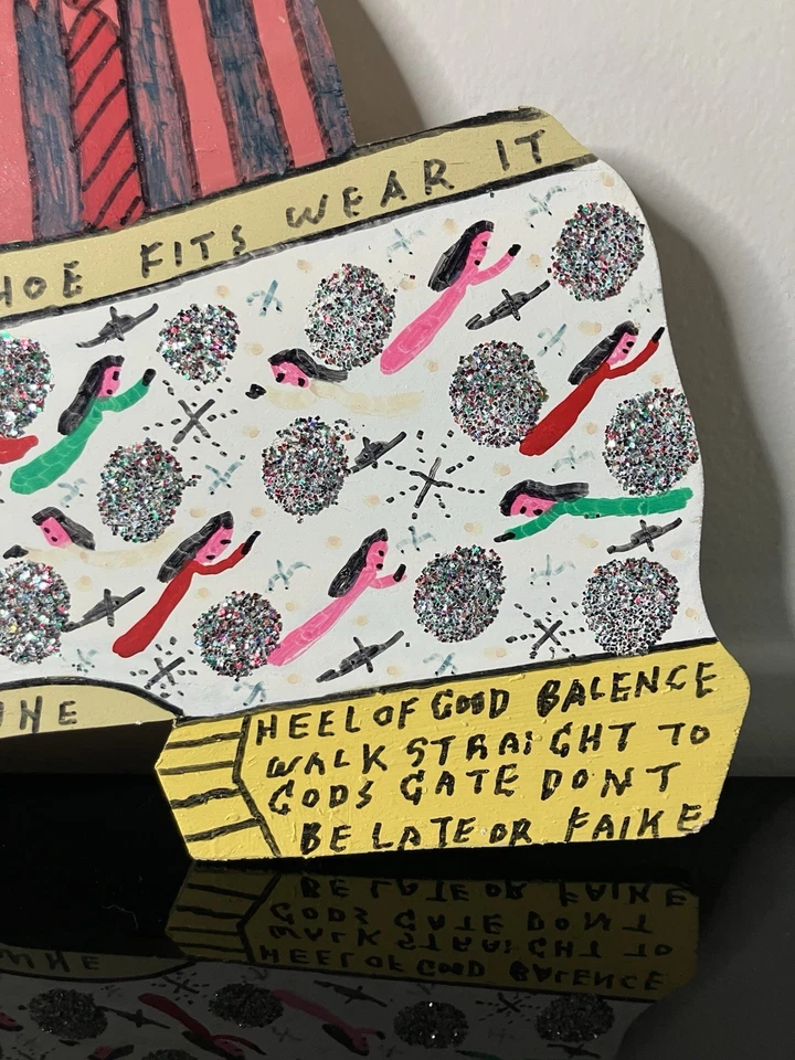 Howard Finster original "Nunca vi a una persona que no amé" Finister in a Shoe Foto 4 de 4