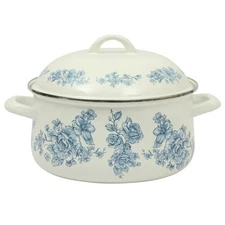 Pioneer Woman Agatha Dutch Oven Enamel on Steel 6 Quart Floral Blue