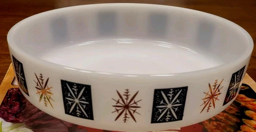 Vintage Atomic Starburst Federal Glass Casserole 8" Round Beautiful Dish