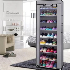 10-Layer 9-Shelf Shoe Rack Cabinet – Standing Shoes Organizer, Dustproof Storage