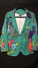 Floral Green Multicolor Women's Blazer Jacket Single-Breasted Size M