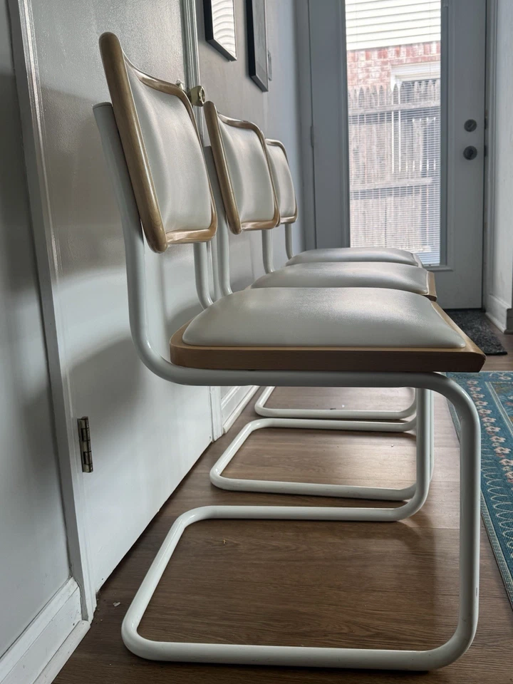 Juego de 3 sillas italianas Marcel Breuer Bauhaus Mid-Century Cesca años 80 Foto 3 de 4