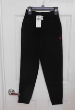 NWT Polo Ralph Lauren Black Joggers Red Polo Logo sz 8