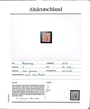 Hamburg MiNr. 3 * 2 Schilling 1859 ungez&auml;hnt o.G. Attest Borek  Altdeutschland