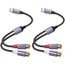 USB C Male to Dual Female RCA Stereo Audio Y Splitter Adapter Cable Allows Up...